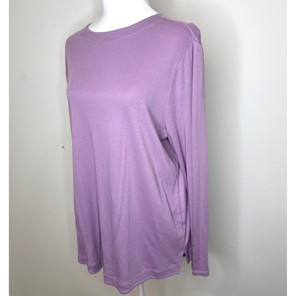 J.Jill Modal Top Women L Purple Round Long Sleeve TShirt Ballet Minimalist Basic